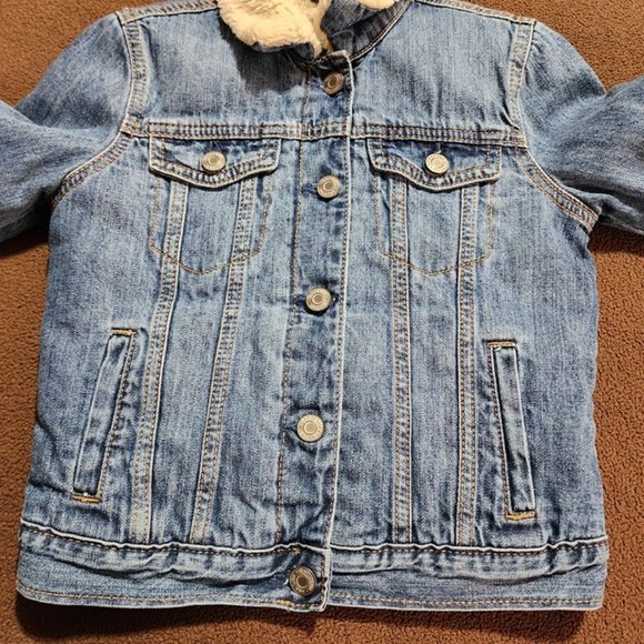 Gap Denim Girl's Blue Trucker Sherpa Jacket Size Medium - Picture 3 of 10